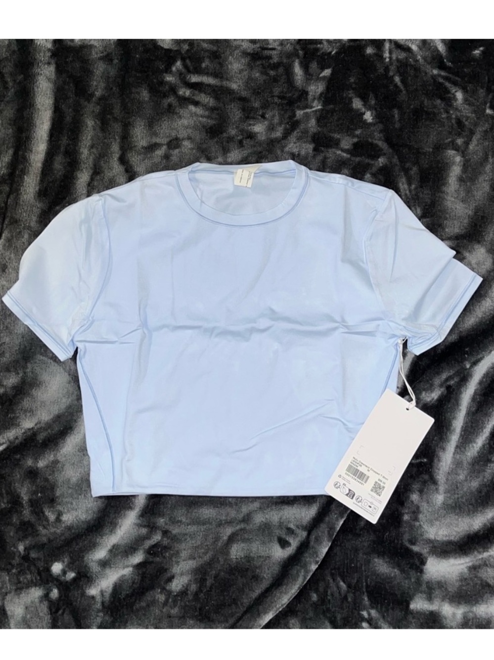 NWT Lululemon Wundermost Nulu Cropped Crewneck T-Shirt Windmill Blue Size Medium